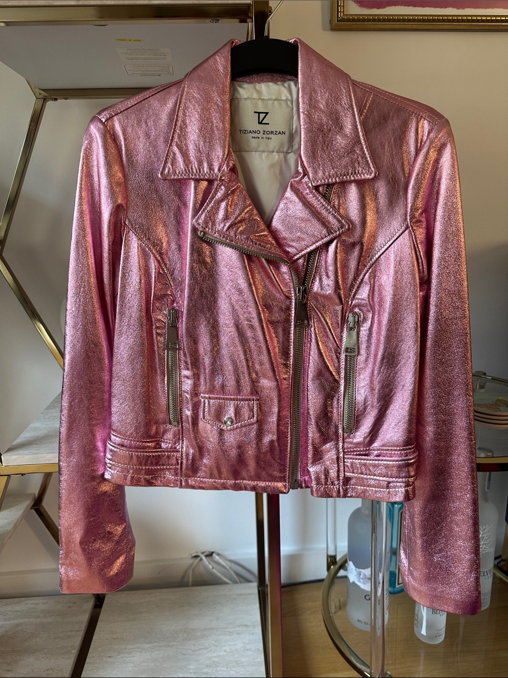 Metallic Pink Moto Jacket